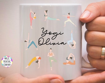 Yoga Gift, Personalised Yoga Gift Pilates  Yoga Pose Mug Yogi Namaste Bag for Towel Matt Clothes yoga class Yoga lover Shopping bag Present