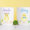 Personalised 1st Easter Bunny Outfit Baby Bodysuit – Blue Romper For Baby Boy – Magic Printing Company