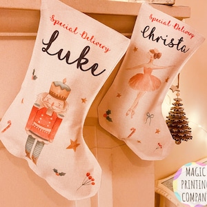 Nutcracker Christmas Stocking Sack Gift Bag Xmas eve box Personalised  Ballerina Bag Friend Treat bag gift Wrap decoration Tree Bauble