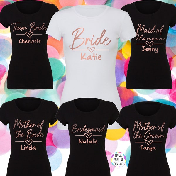 Hen PartyT Shirts,Personalised Hen Party Shirts Team Bride T Shirt, Bachelorette Party Shirts, Bachelorette Shirts Hen Night Tees- Rose Gold