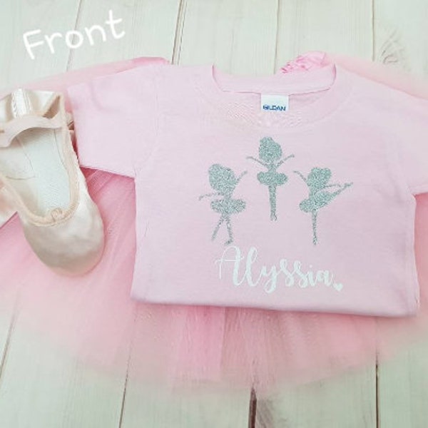 Girls Ballerina outfit Tutu skirt Top T-shirt personlised dancer baby ballet ballerina Birthday outfit 1st ballet class  Gift present Easter