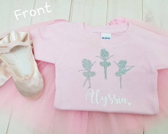 Girls Ballerina outfit Tutu skirt Top T-shirt personlised dancer baby ballet ballerina Birthday outfit 1st ballet class  Gift present Easter