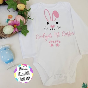 Baby First Easter outfit Personalised Baby Bunny Bodysuit Vest, Baby Grow, 1st Easter Gift, first easter girls, boys Easter Party Decoration