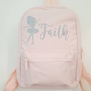 Personalised Ballet Bag girls mini Back Pack Pink Dance sack Holdall Baby light Pink Ballerina Dancer Stage Costume Tap Jazz Shoe Hair Name