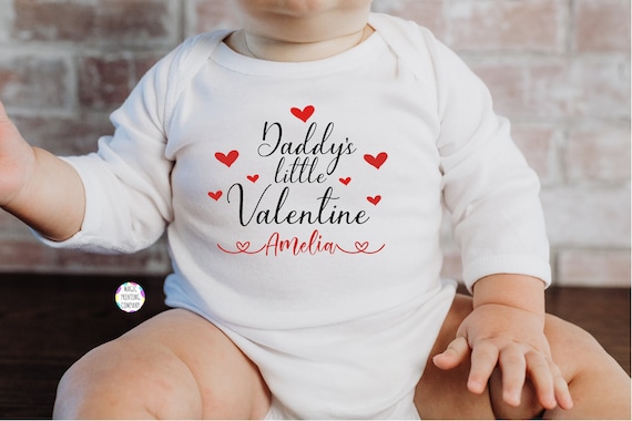 Personalised Daddy's , Mummy's Little Valentine Baby Vest Baby
