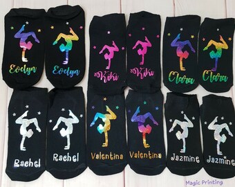 Personalised Gymnastics Socks gym trainer liners gym bag Christmas Stocking filler gymnast  present gift girls adults birthday gift yoga