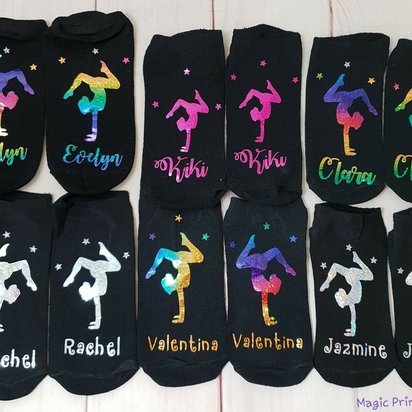 Personalised Gymnastics Socks gym trainer liners gym bag Christmas Stocking filler gymnast  present gift girls adults birthday gift yoga