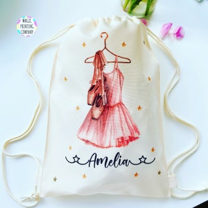 Ballet bag - Ballerina Personalised Bag Drawstring, pointe shoe Bag Back to School Girls Tap Dance Bag PE Pump Nursery Bag - Swimming Bag