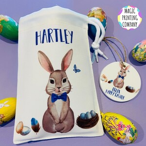 Easter Bunny Favour Gift Bag - Personalised Easter Bag Decoration Treat Bag - Easter Egg Hunt Peter Rabbit  Rabbit Toy 1st Easter Child Baby