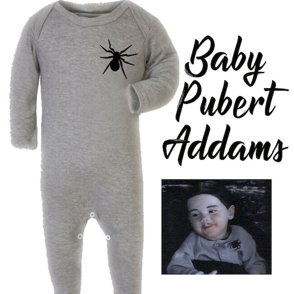 Addams Family Pubert Baby Grow ROMPER bodysuit one-piece all in one Pubert Costume Spider baby Halloween outfit Pubert Adam’s 1st Halloween