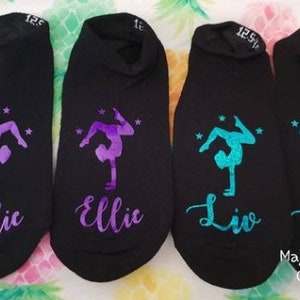 Personalised Gymnastics Socks gym trainer liners gym bag Christmas Stocking filler gymnast glitter present gift girls adults birthday gift