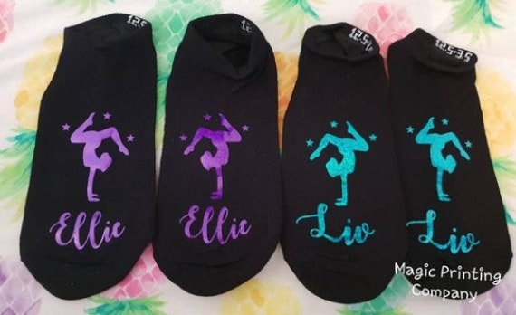 Personalised Gymnastics Socks Gym Trainer Liners Gym Bag Christmas Stocking  Filler Gymnast Glitter Present Gift Girls Adults Birthday Gift 