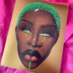 Mask series collage prints Sweet green