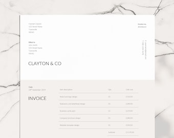 Invoice Template | Business Invoice | Order Form | Invoice Design | Word | Printable Invoice | Receipt | Instant Download | 'Clayton'