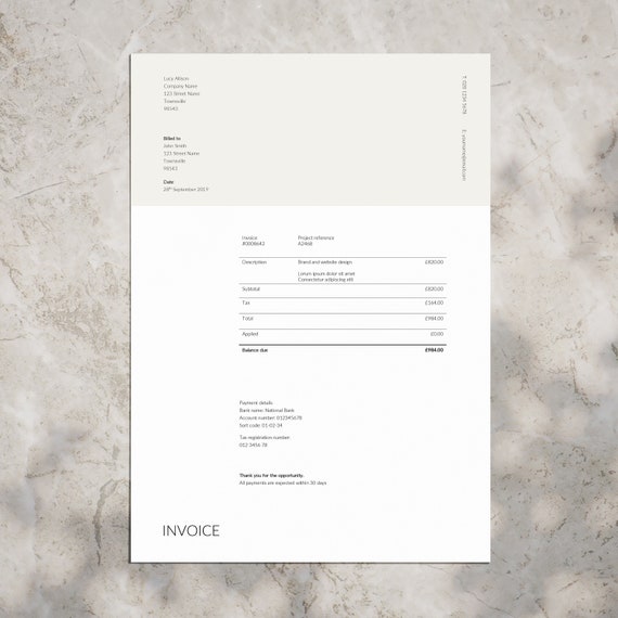 Modern and Professional Invoice Template | Business Invoice | MS Word | Invoice Design | Printable Invoice | Download | Photography Invoice