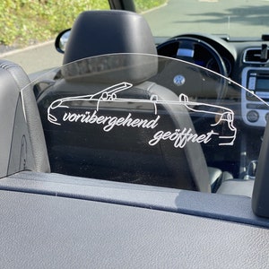 VW EOS Windschott hinten für die Fahrt zu Viert ohne oder mit Wunschgravur, auch andere Gravuren möglich Bild 1
