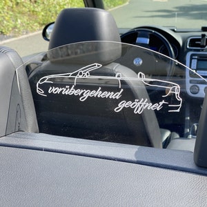 VW EOS wind deflector - rear for driving with four people without or with custom engraving, other engravings also possible