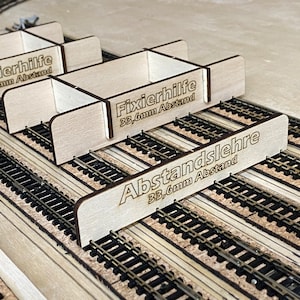 Afstandsmaat voor spoorplanning +2x bevestigingshulp N-spoor 1:160 33,6 mm bijv. Minitrix, Roco, Fleischmann Railway Modelspoor