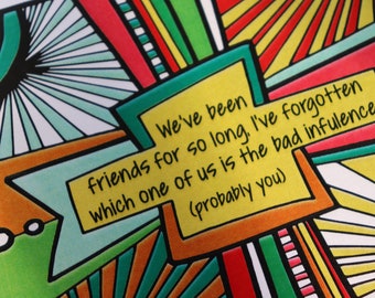 5 Notecards + 5 Envelopes - "Friends For So Long"