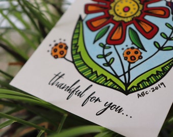 5 Notecards + 5 Envelopes - "Thankful For You" 010