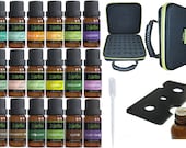 18 Essential Oil Set with FREE 42 Holes EVA Case Diffuser Aromatherapy 100 Therapeutic Grade Lavender Peppermint Tea Tree Frankincense