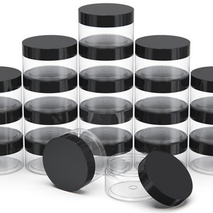 4oz Container with Lids 24 Pack Clear Plastic Round Storage Jars Wide-Mouth Plastic Containers Jars with Lids for Storage Liquid and Solid..