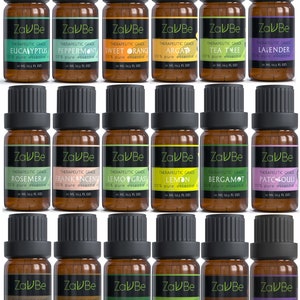 18 Essential Oil Set with 20 Hole Gift case Diffuser Aromatherapy 100% Therapeutic Grade  Lavender Peppermint Tea Tree  Frankincense Oregano