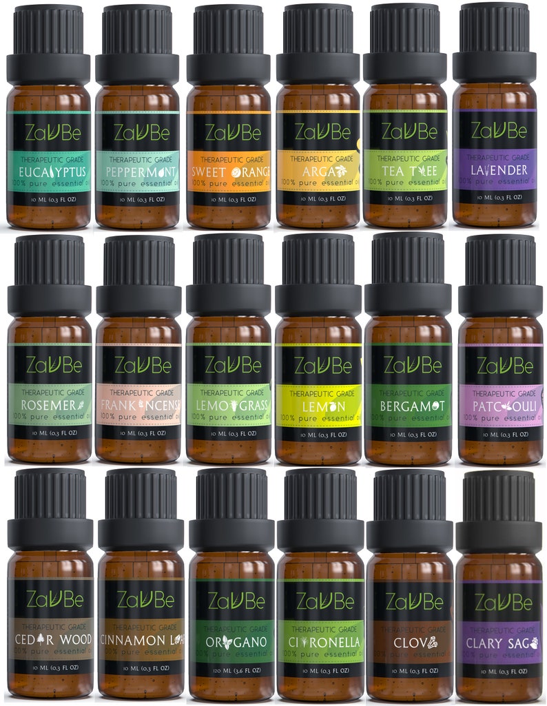 18 Essential Oil Set with 20 Hole Gift case Diffuser Aromatherapy 100% Therapeutic Grade Lavender Peppermint Tea Tree Frankincense Oregano image 1