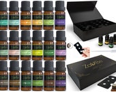 18 Essential Oil Set with 20 Hole Gift case Diffuser Aromatherapy 100 Therapeutic Grade Lavender Peppermint Tea Tree Frankincense Oregano