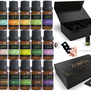 18 Essential Oil Set with 20 Hole Gift case Diffuser Aromatherapy 100% Therapeutic Grade Lavender Peppermint Tea Tree Frankincense Oregano image 2