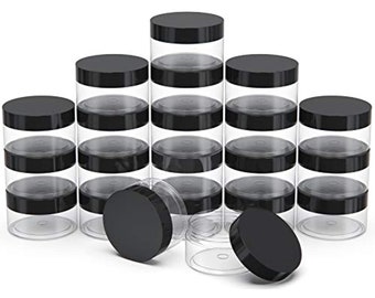 15 Pack 8 oz 240ml Round Clear Plastic Jars with Black Lids,BPA Free ...