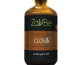 ZAVBE Clove Leaf Oil Organic (Eugenia Caryophyllata) 100% Pure, Natural, Therapeutic Grade 120 mL (4 oz) / 10 mL (1/3 oz)