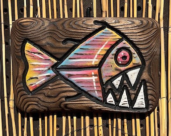 Piranha Wall Art (small) - Wood Carving