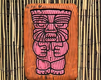 Pink & Orange Tiki - Wood Carving