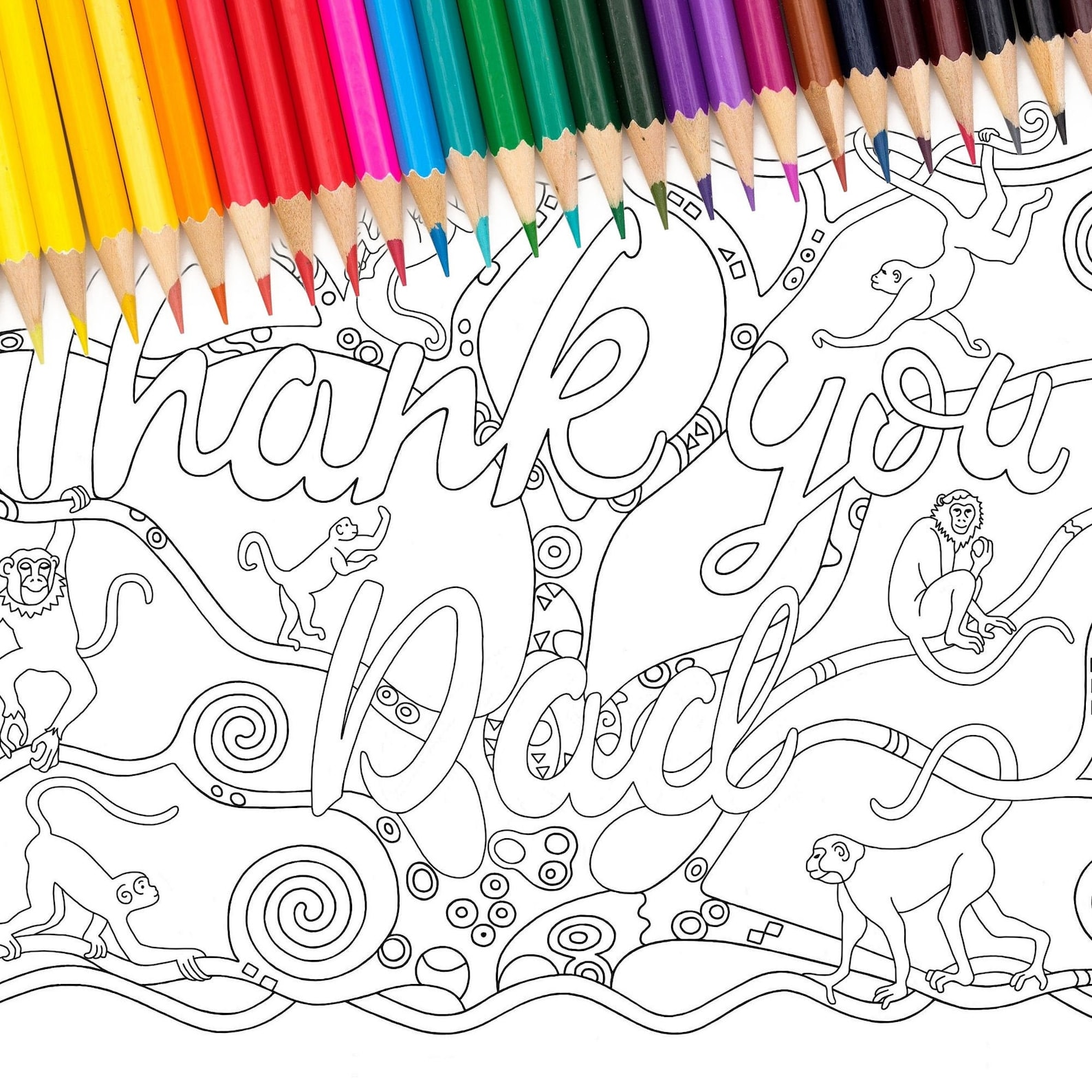 Thank you dad PDF coloring pages for home activities | Etsy