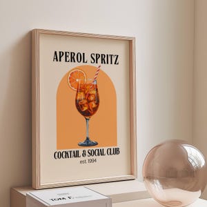 Impresión artística de Aperol Spritz / Póster de cóctel / Descarga digital para decoración del hogar