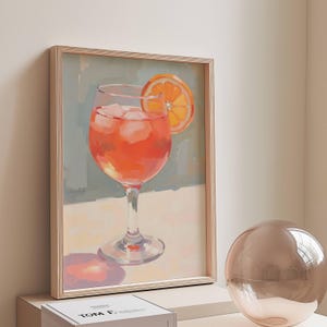 Aperol Spritz Drink Art Print | Cocktail Bar Cart Cheers Poster | Digital Download for Home Dopamine Decor