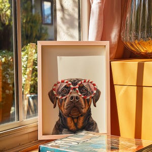 Candy Cane Rottweiler Art Print | Dog Poster | Christmas Home Decor ...