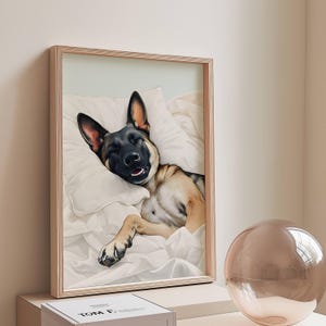 Belgian Malinois Art Print | Sleeping Dog Poster | Blue Home Decor | Digital Print Download | Dopamine Decor