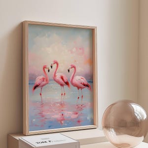 Pink Flamingos Wall Art Print | Flamingo Nursery Poster | Beachy Room Decor | Instant Download | Pastel Dopamine Decor