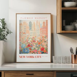 Flower Market Print | New York City Art Print | Digital Download Printable | Floral Print