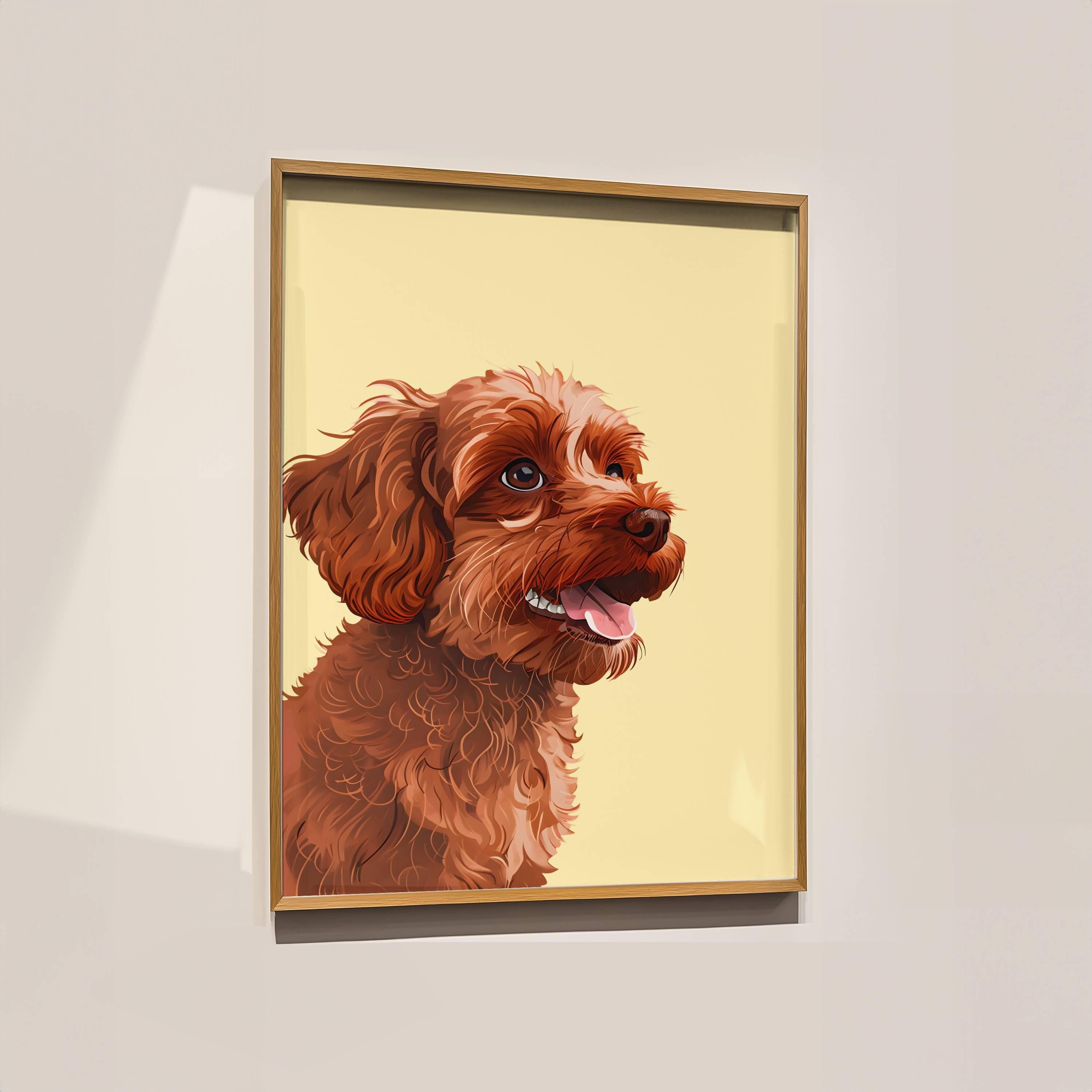 Cavapoo Art Print | Cavoodle Dog Portrait Poster | Yellow Home Decor ...