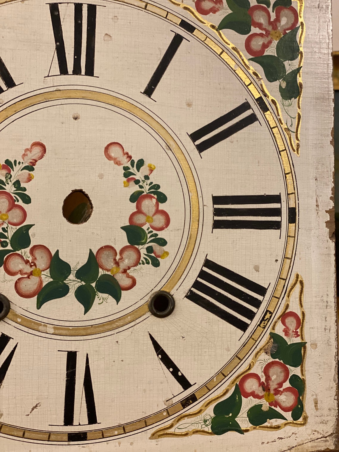 Vintage Antique Hand Painted 19th Century Wood Clock Face Etsy