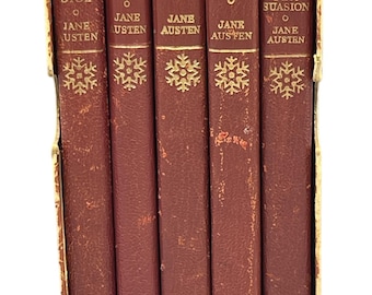 The Novels of Jane Austen Vintage Five Volume Leather Set in Slipcase 1962