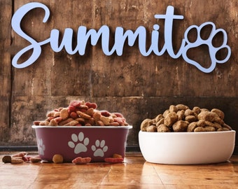 Personalized Wood Pet Name Sign with Paw: Custom Dog Decor
