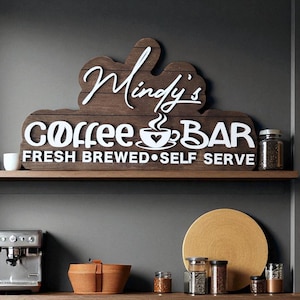 Personalized Name Coffee Bar Sign, Coffee Bar Decor,Coffee Sign, Coffee Bar, Wooden Coffee Bar Sign, Coffee Bar Name Sign, Kitchen Sign