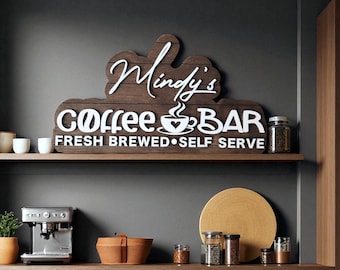 Personalized Coffee Bar Sign: 3D Lettering, Farmhouse Decor
