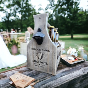 Personalized Name Beer Caddy - Custom Beer Caddy - Wood Beer Caddy - Custom Six pack Holder - Laser Engraved - Beer Lover Gifts - Groomsman