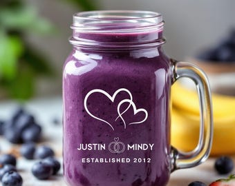 Personalized Etched Mason Jar: Silver Wedding Favor, Groomsmen Gift