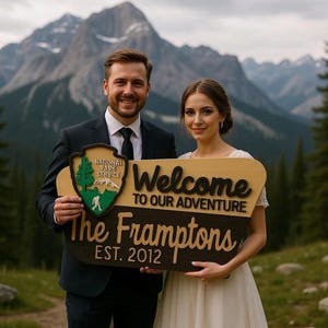 Personalized National Park Sign – Family Name Sign – Welcome Sign for Wedding, Baby Shower, RV, Adventure Decor, Cabin Wall Art, Wedding NPS
